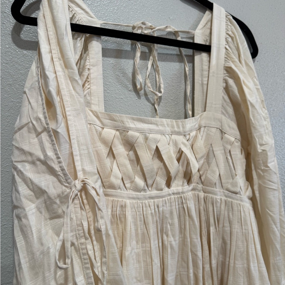 Square Neck Boho Bow Detail Peasant Style Maxi Dress Free People